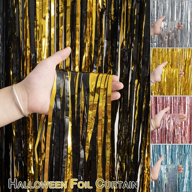Metallic Folie Fransen Lametta Vorhang Tür Hochzeit Kid Geburtstag Party Deko DE
