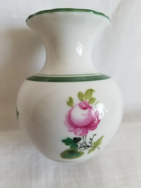 Herend Porcelain Handpainted Vienne Pink Rose Vase 7193 VRH 2 3/4 "