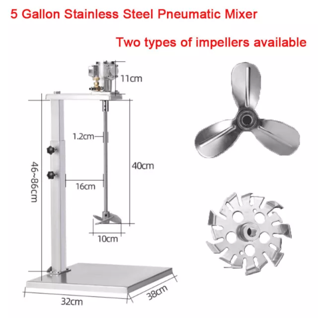 5 Gallon Stainless Steel Pneumatic Mixer Tank Barrel Paint Mix Lifting Mixing