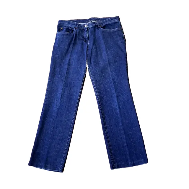 Eileen Fisher Jeans Womens Medium Straight Leg Mid Rise Blue Medium Wash Stretch