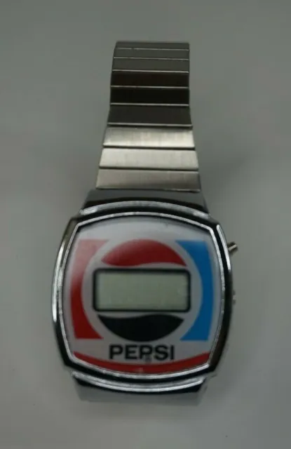 Vintage Pepsi Digital Mechanical Analog Watch Stainless Stretch Band