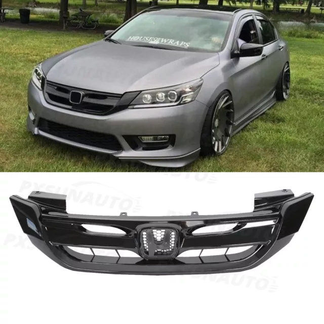 Fit 2013 2014 2015 Honda Accord Gloss Black JDM Mod Style Front Bumper Grille