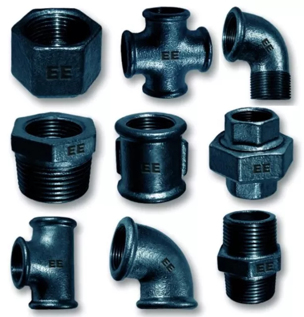 Black Malleable Iron Pipe Fittings BSPP/BSPT Water Steam Air Gas Black Pipe