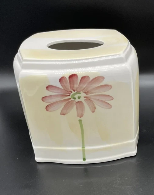 Croscill Botanical Gazebo Ceramic Square Tissue Box Cover Toothbrush Holder, Cup Croscill Design Tissue Box Cover, Cup & Soap Dish Ceramic  main image 4