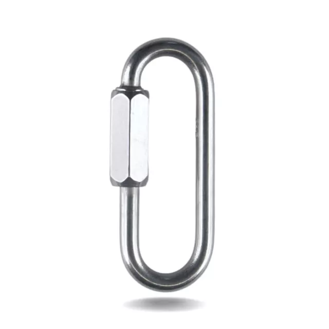 Oval Stainless Steel Lock Carabiner – Heavy Duty Threaded Screw Quick Link - ...