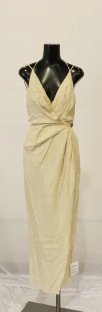ASOS Edition Women's Linen Strappy Midi Dress NC3 Stone Size UK 4 (US 0) NWT