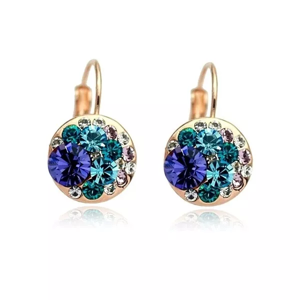18K Rose Gold Plated Made With Swarovski Crystal Round Amethyst Hoop Earrings