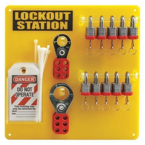 CONDOR Padlock Station, Black/Yellow, 13-1/2" H, 437R74