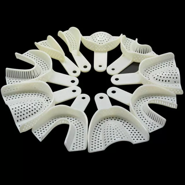 Dental Plastic Disposable Impression Trays Set Perforated Autoclavable Holder