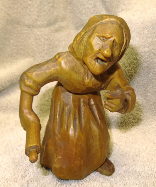 Hand Carved Wooden Woman- Vintage