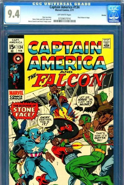 Captain America #134 CGC GRADED 9.4 -PEDIGREE- 1st Cap/Falcon logo and Stoneface