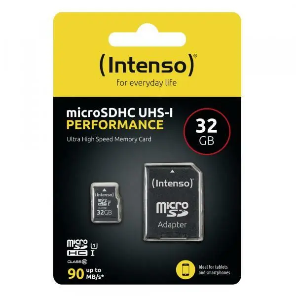 Intenso Micro SDHC Karte 32GB Speicherkarte UHS-I Performance 90 MB/s Class 10