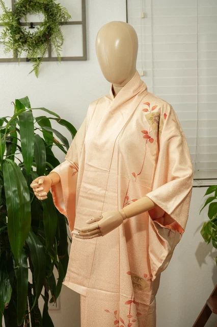 Dear Vanilla Japanese Silk Kimono Women's Robe Gown Authentic Japan Vintage Mint 2