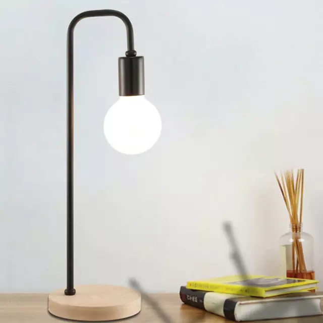 Durable Modern Table Study E27 Lamp Desk Light Timber Base Bedside Bedroom Black