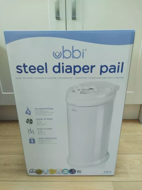 Ubbi Steel Odour Locking Nappy Disposal Bin, Diaper Pail - White
