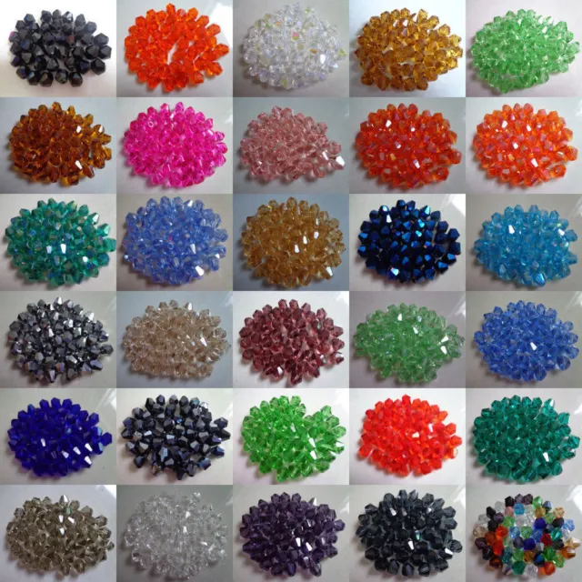 4MM 6MM 500pcs Loose Plastic Crystal Bicone AB Spacer Beads For Jewelry Making