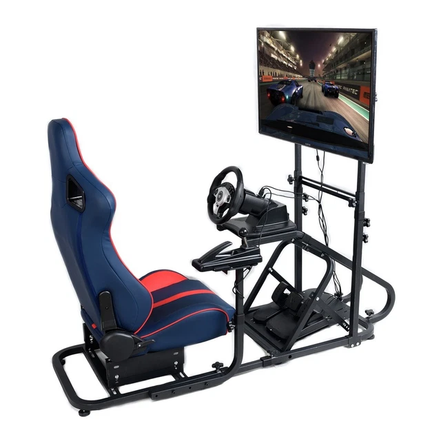 RACING SEAT GAMING Chair Simulator Cockpit Steering Wheel fits Logitech w/Stand EUR 416,32