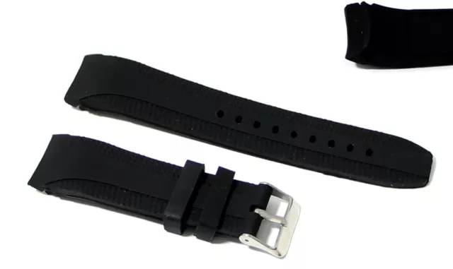 Cinturino silicone nero per orologio ansa curva 22mm compatibile nautica 4 gomma