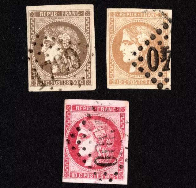 Lot timbres classiques émission Bordeaux France Cérès n°43 n°47 n°49