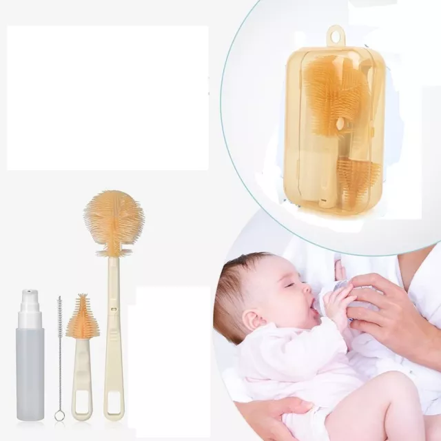 Silicone Baby Bottle Brush Kit 2Colors Nipple Brush  Travel
