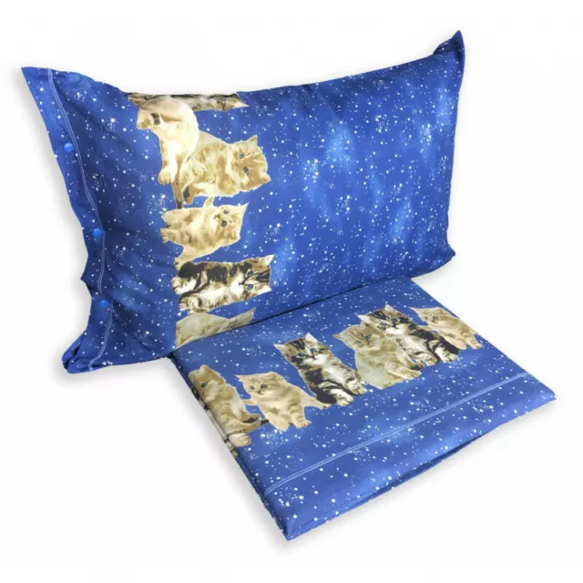 Plein Drap De Lit De Feuilles De Nature Chat Chats Bleu Nuit