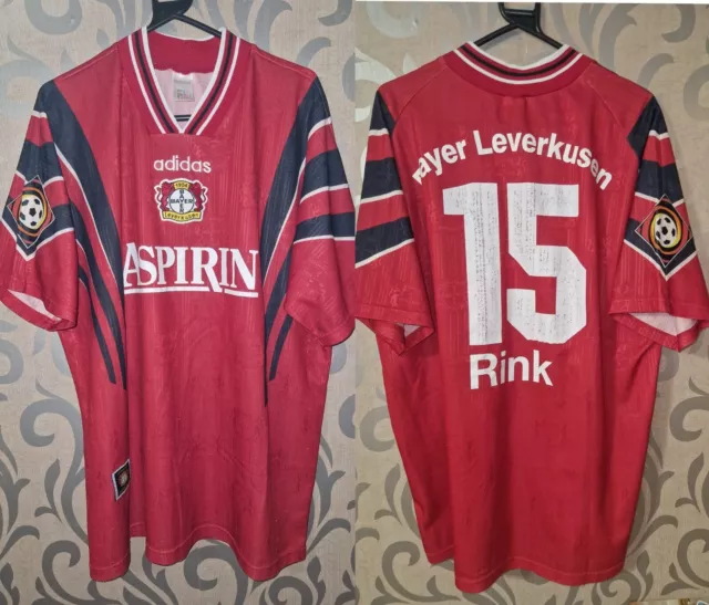 🇩🇪 Bayer Leverkusen 1996 1998 Match Issue Worn football shirt Trikot #Rink