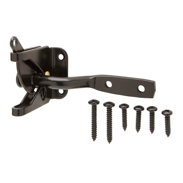 NEW Black Gate Door Latch Self-Latching Swinging Door Hardware Steel EZ Install