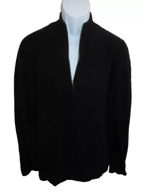 Daniel Bishop 100% Cashmere Black 1/4 Zip Sweater Men's L