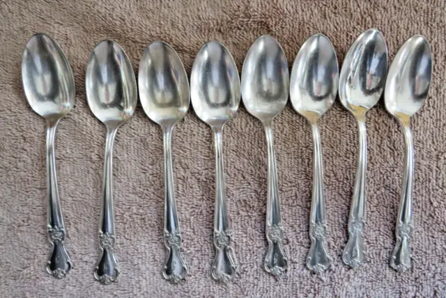 LOT OF 8 MID-CENTURY c1950 SIGNATURE ROSE J MONOGRAMMED SILVER PLATE TEA SPOONS