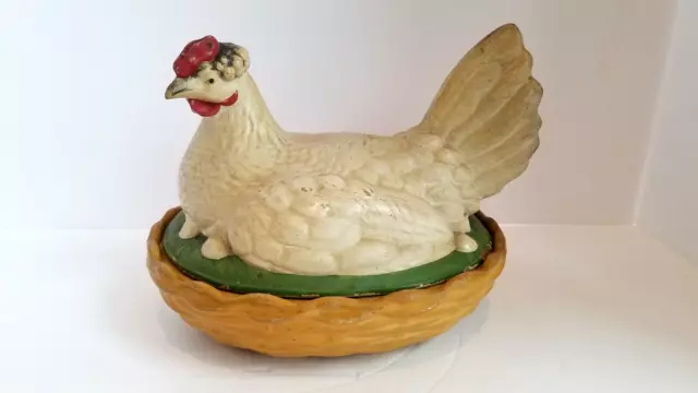 Antique Large 19th C. Staffordshire Caneware Type Hen on Nest