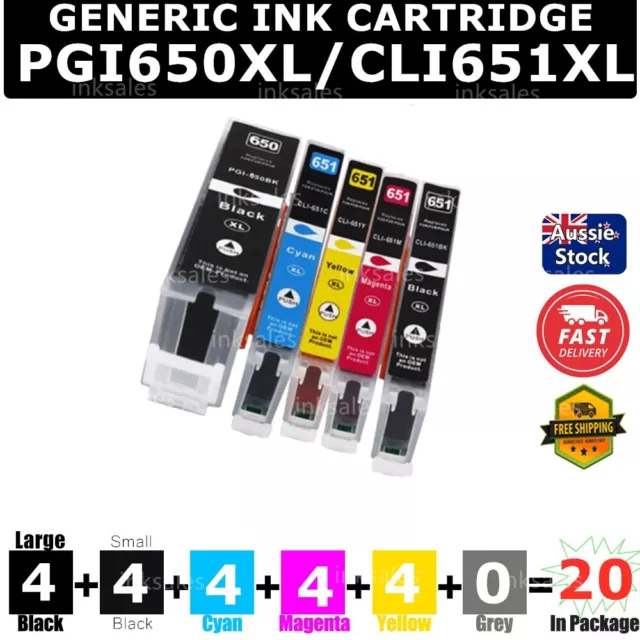 20x PGI650 CLI651 Generic Ink For Canon MG5460 MG5660 MG6460 MX926 IX6860 iP7260