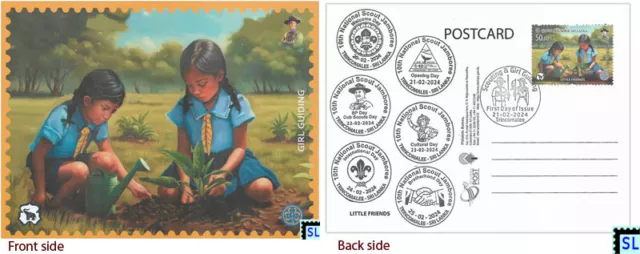 Sri Lanka Postcards, 2024 Stamps, Scout, Girl, 6 Day Cancellations, 1 of 10v