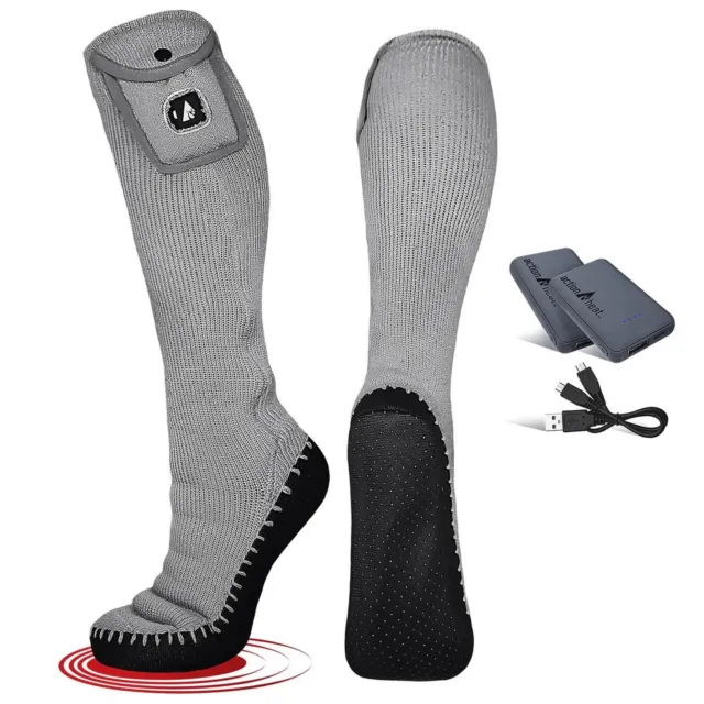 ActionHeat 5V Battery Heated House Slipper Socks Gray