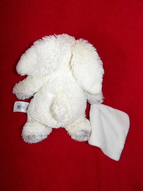 Doudou Peluche Babynat Lapin Blanc Gris Mouchoir Flocons 2