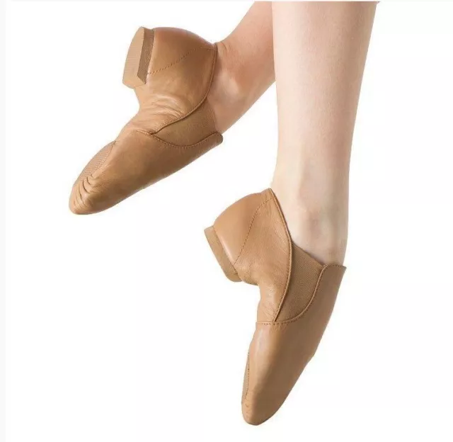 BLOCH - Tan Leather Split Sole Elastaboot Jazz Shoes Size 4 EXLNT CONDITION