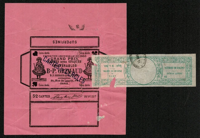 Anciennes Cartes à Jouer B.P. Grimaud Demi-fines – Piquet – Paris Vers 1900