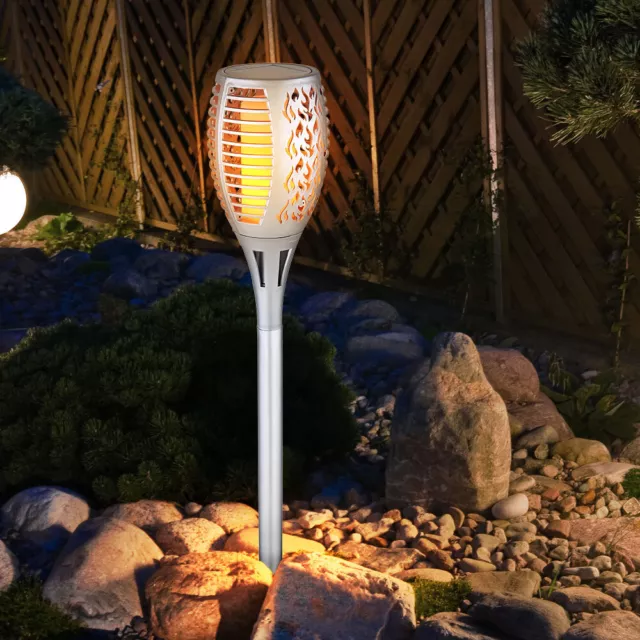 Solarleuchte Außenleuchte Stecklampe Gartenleuchte Flammen Effekt LED H 58 cm