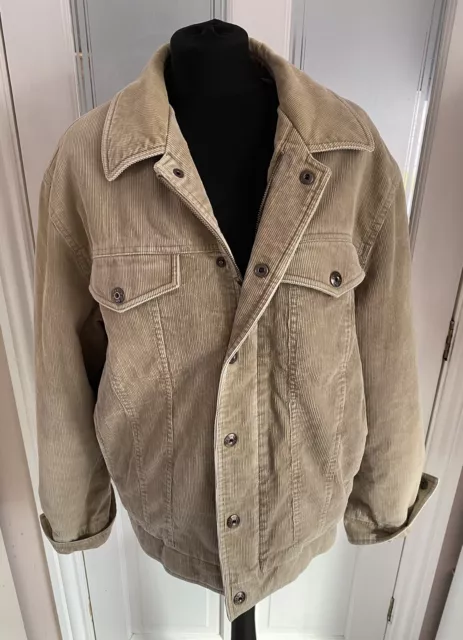 Guise Tan Corduroy Sheepskin Lined Coat Jacket Mens Size S Y2K Style Heavy