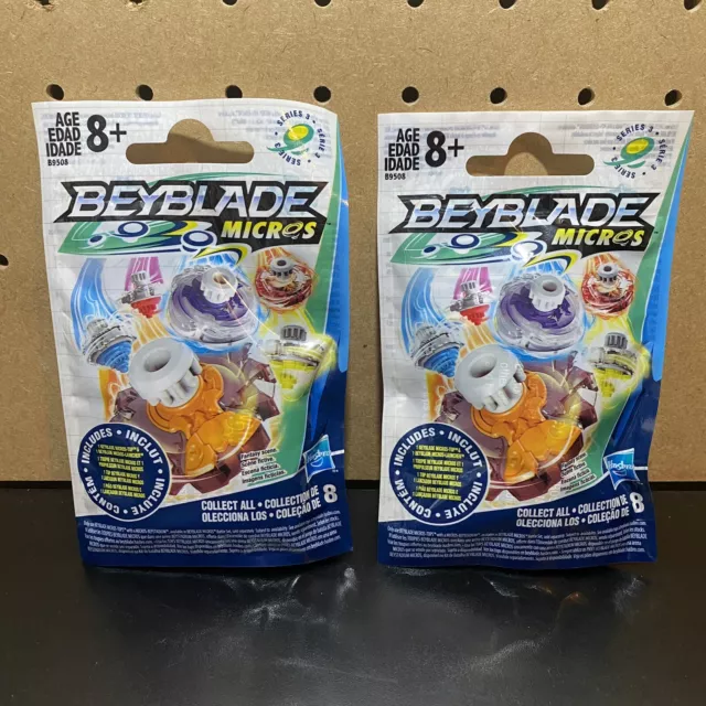 NEW- LOT OF 2 - Beyblade Micros Series 3 Blind Bag with launcher - FREE SHIP