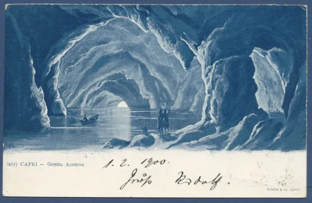 Capri Die Blaue Grotte Grotta Azzurra, gelaufen 1900 Marke fehlt (AK730)