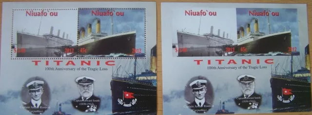 Niuafo'ou 2012 - Titanic Miniature Sheet - MNH ** PERFORATED &  IMPERFORATED **