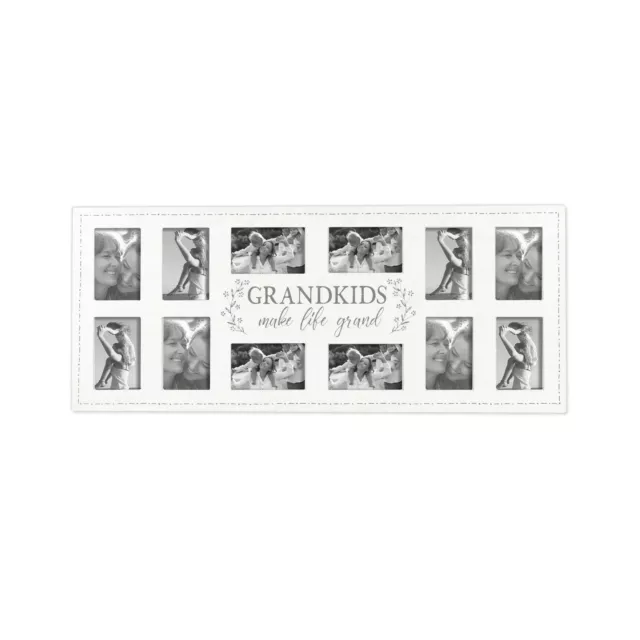 12-Opening Grandkids Wall Hanging Collage Picture Frame, for 4x6 Photos, White