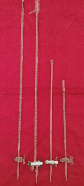 4 X Burettes 2 ml. 10 ml 2 X 50 ml Emil Exelo England