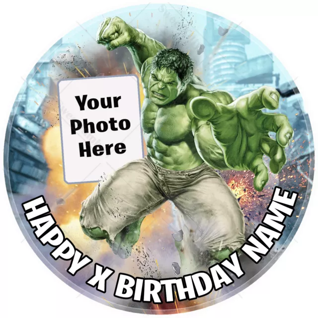 Incredible Hulk Cake Topper Decoration Round Circle Personalised Edible Icing