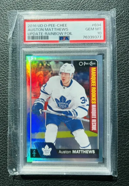 2016-17 Upper Deck O-Pee-Chee Update #694 Auston Matthews Rainbow Foil PSA 10