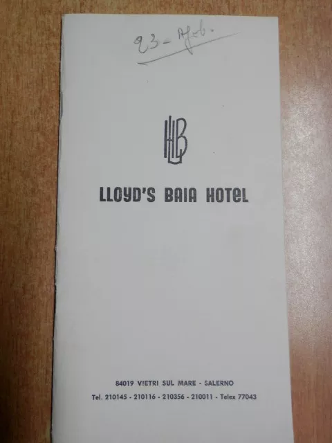 Old wedding menu brochure LLOYD S BAY HOTEL Vietri sul Mare Salerno