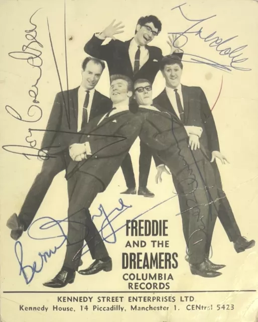 Freddie & The Dreamers - Fully Signed Autograph Promo Card Postcard (1963)