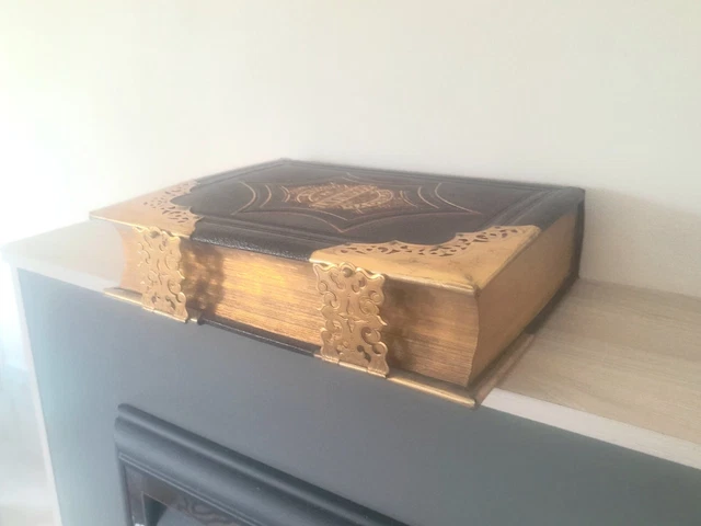 EXQUISITE LARGE ANTIQUE Bible With Filigree Brass Clasps, Family ...