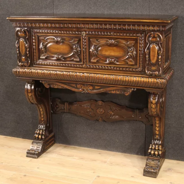 Bar cabinet antique baroque style 20th century cupboard sideboard in oak wood