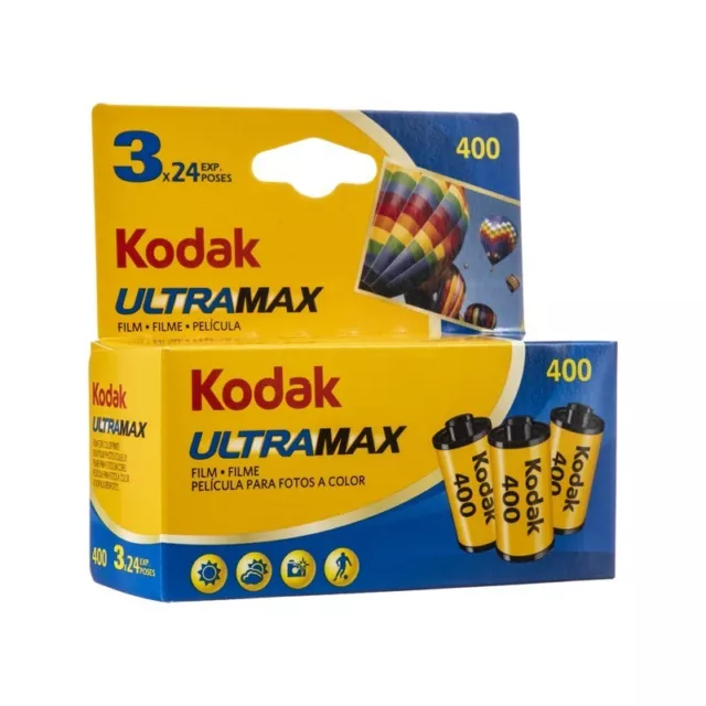 Kodak Ultramax 400 Triple Pack 3x 24 Exposure Colour Negative Print Film 03/26